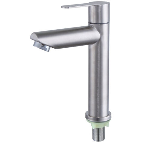 Robinet de lavabo en alliage de zinc, eau chaude/froide, design plat monotrou, finition chromée – livré avec tuyau 60cm offert (1/5)