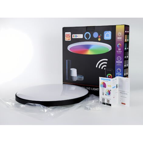 Plafonnier Intelligent Tuya WiFi, Compatible Alexa/Google, RGBCW Dimmable, Double Commande Lampe Chambre Prise EU (1/4)