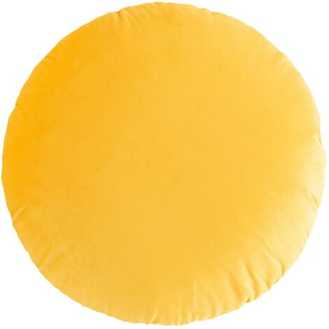 Housse de coussin ronde en velours néerlandais jaune 45 cm, confortable pour canapé, bureau et décoration (1/5)