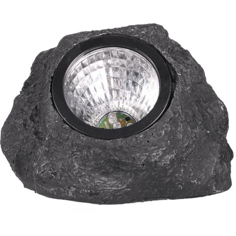 Lampe solaire en forme de roche pour jardin (Blanc) — Projecteur décoratif extérieur étanche pour aménagement paysager et allées (Noir)