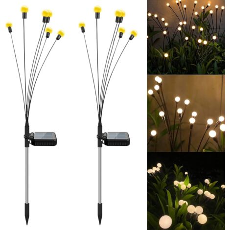 Lampes solaires d'extérieur (lot de 2) Lumières de jardin solaires d'extérieur à lumière chaude noires, étanches IP65 Lampes solaires d'extérieur pour lampes solaires de cour de jardin de chemin (1/5)