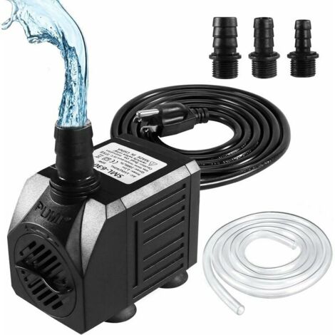 Pompe de fontaine, pompe submersible 150 GPH (8 W 600 L/H), petite pompe de fontaine extérieure silencieuse avec tuyau de 1 m (ID x 1/2), 2 buses pour bassin, aquarium,