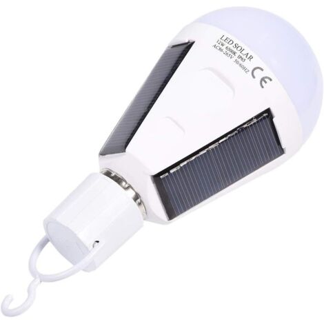 12W Ampoule Solaire Lumière Solaire 1 Pack Blanc, Portable E27 Imperméable Solaire Ampoules D'urgence pour Intérieur Extérieur Randonnée Camping (1/5)