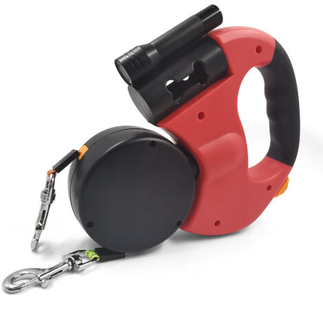 Laisse de marche pour animaux de compagnie, harnais pour chien à double extrémité ABS + nylon, extensible automatiquement pour chiens (écarlate) 1 pièce (1/5)