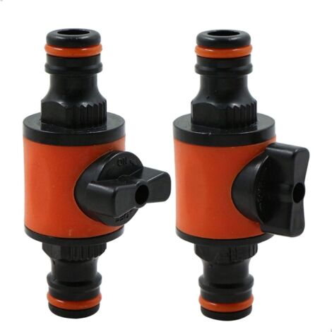 Raccord pour tuyau d'eau, raccord de jardinage raccord rapide pour tuyau d'eau, mamelon double avec vanne de commutation extension raccord rapide 8.54.5CM, trois pièces (1/4)