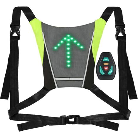 Gilet de cyclisme, télécommande sans fil avertissement vélo lumineux paquet de clignotants LED gilet lumineux gilet de cyclisme sac lumineux, deux pièces (1/5)