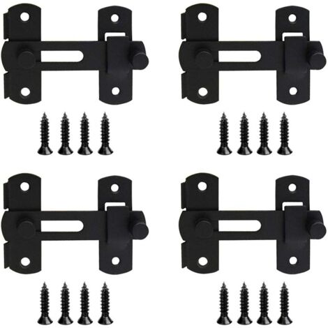 4 pièces serrure de porte serrure de porte serrure de fenêtre serrure de fenêtre cadenas serrure de porte petite serrure de porte en acier inoxydable noir avec vis pour meubles 100702mm une pièce (1/4)