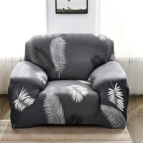 Housse de canapé élastique 1 place housse de canapé accoudoir housse de canapé plume noire siège unique 90-140cm (1/4)