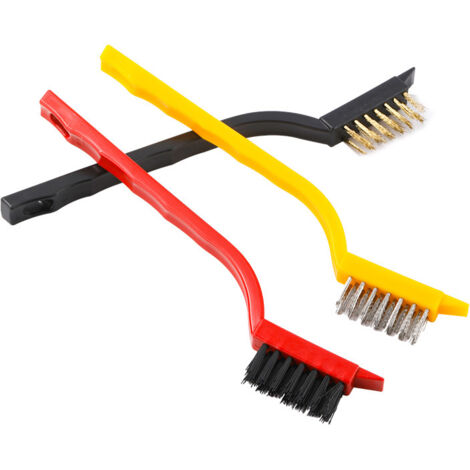 Brosse de nettoyage compacte en laiton, acier et nylon. Facile à utiliser, élimine la poussière, la rouille et la saleté. (1/5)