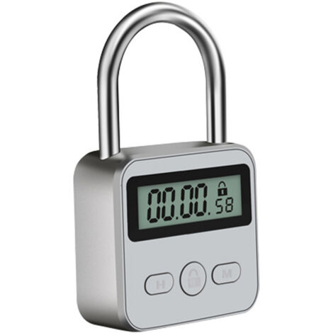 Verrouillage de temps intelligent Verrou de synchronisation de 99 heures maximum avec écran LCD Cadenas de sécurité rechargeable USB Verrou de minuterie électronique en métal robuste (Argent) (1/5)
