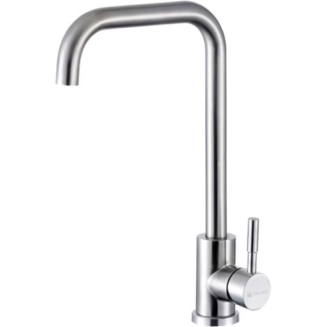 Robinet de Cuisine,Robinet Mitigeur Cuisine Chaud et Froid en Acier Inoxydable,Brossé Mitigeur Cuisine avec Rotatif à 360° Flexible,Equipé Flexibles Chauds/Froids (1/5)
