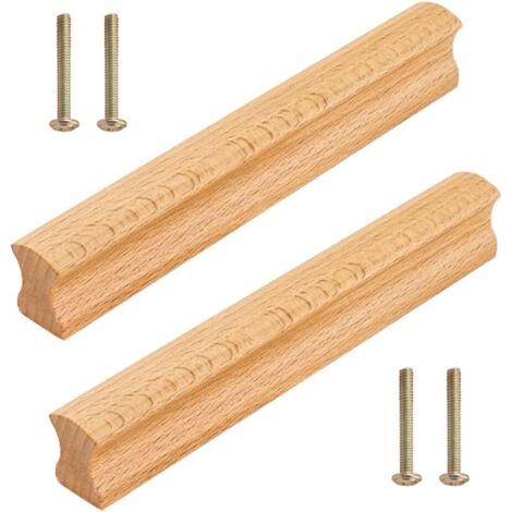 Poignée Meuble Bois 2 Pièces Poignées de Placard en Bois Poignées de Meuble Bouton de Poignées de Tiroir en Bois avec 4 Vis pour Meuble Porte Placard Tiroir (1/5)