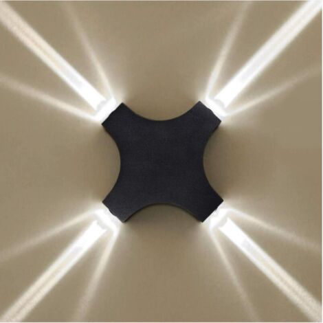 Applique Murale Led Extérieure Intérieure 4W Etanche IP65 Moderne Luminaire Lampe Design Original Pour Salon Chambre Couloir Escalier Café Bar Jardin Noir Lumière Blanc Froid [Classe énergétique A++] (1/5)