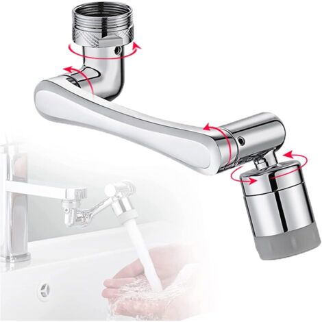 Aérateur de robinet 2 en 1 Filtre anti-éclaboussures universel Arroseur résistant aux éclaboussures (Argent) (1/4)