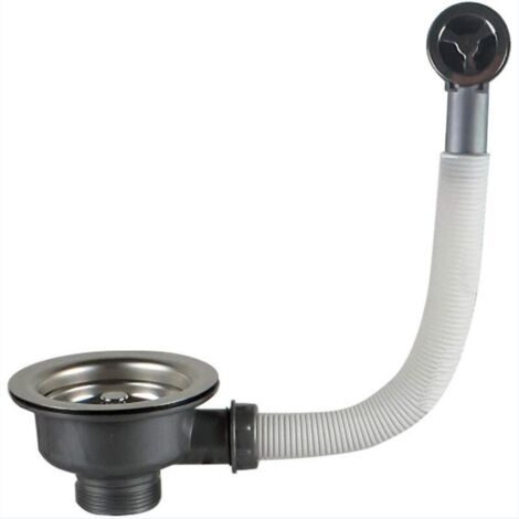 Bonde d'évier avec trop plein panier inox 110 mm 1½, Acier inoxydable + ABS, Bonde + Panier (1/5)