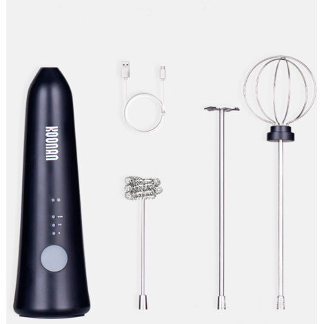 Mousseur à lait électrique pour café, caféine, cappuccino, chocolat chaud, mini-mélangeur en acier inoxydable, moteur à super-piles, agitateur - noir, 1pc