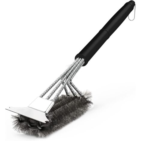 Brosse de nettoyage de gril 1pc Silver, brosse de nettoyage 3 en 1 pour barbecue ou grilles de cheminée, 45cm (1/5)