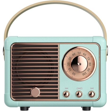 Ancien haut-parleur Bluetooth, volume fort, connexion sans fil Bluetooth 5.0, prise en charge de la carte TF, disque U et entrée audio auxiliaire (bleu) (1/5)