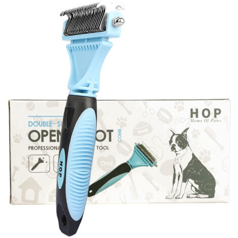 Peigne chien, peigne chat, brosse à poils anti-animaux Enlever 95% des poils morts et des noeuds, brosse de toilettage, poils longs/courts poise professionnelle (bleu) une pièce (1/4)