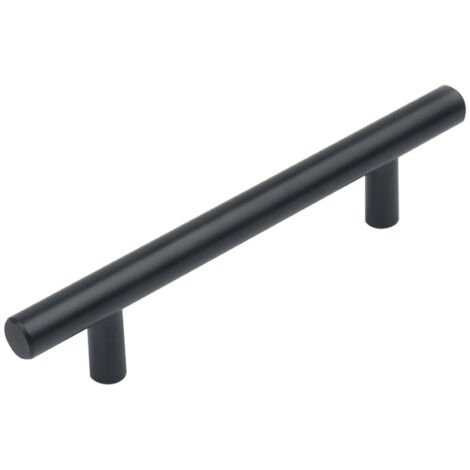 Poignée de porte en acier inoxydable noir avec vis pour tiroirs, meubles de cuisine, décoration intérieure, distance du trou central 128mm, une pièce (1/4)