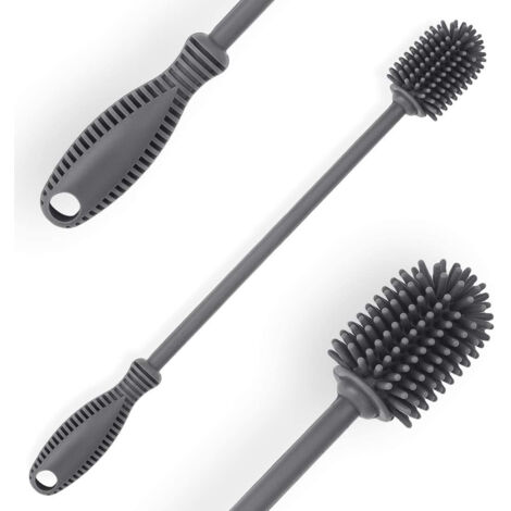 Brosse de nettoyage, brosse à vaisselle en silicone, brosse de nettoyage haut de gamme avec petite pointe, idéale pour nettoyer les verres et les tasses sans rayer les couverts. (1/5)