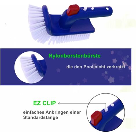 Brosse de nettoyage de piscine avec poignée pivotante, brosse d'angle de qualité supérieure pour piscine, spa, salle de bain, sol, (1/5)