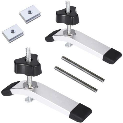 Lot de 2 Rail - Aluminium T-Track Clamp T Track Jeu de pinces de maintien à action rapide en métal, pour outil de travail du bois T-Slot (1/5)
