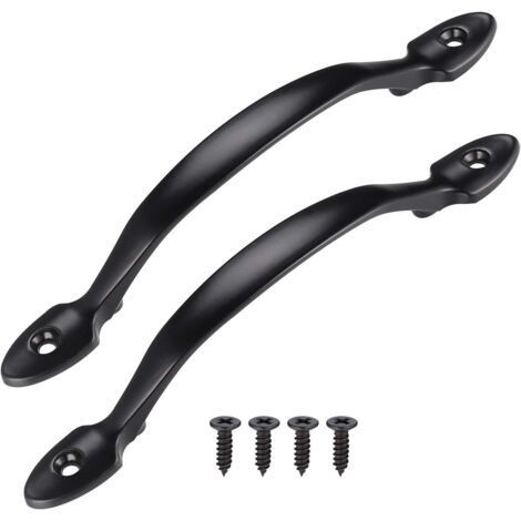 pcs poignée de porte noire avec poignée à vis 2 pièces, noir, poignée de porte intérieure en acier inoxydable, poignée de porte d'armoire, poignée de remise, poignée de porte de garage, porte de jardi (1/5)