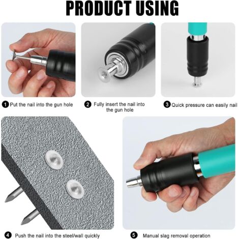 Pistolet à rivet double silencieux pour béton armé avec 10 clous ...