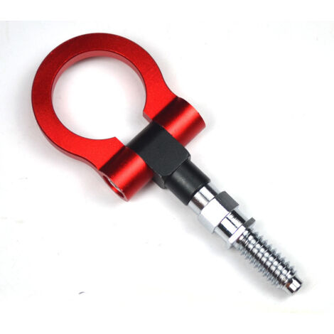 Crochet de Remorquage de Voiture, Keesno Kit de Remorque de Remorquage Automatique Universelle Anneau de Remorquage Crochet d'Attelage en Alliage d'Aluminium(Red) (1/4)