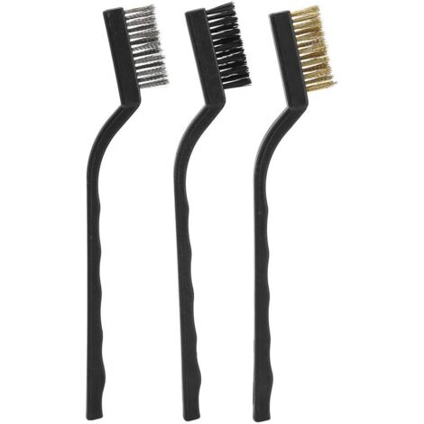 3 pcs Mini Brosse Métallique Poignée Courbée Brosse De Maçonnerie Brins De Fil pour Le Nettoyage du Tronc d'arbre Burr Bonsai Brosse Outil De Nettoyage De Jardin (1/5)