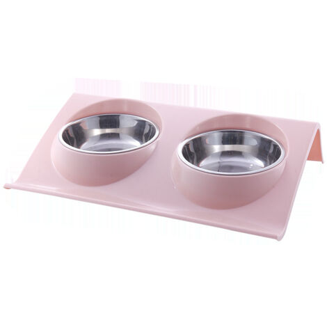 Ensemble de bols pour animaux de compagnie, bol d'alimentation pour animaux de compagnie pour chien, bol de nourriture double inclinable à 15 ° bol de chat double surélevé pour petit bol de nourriture (1/4)