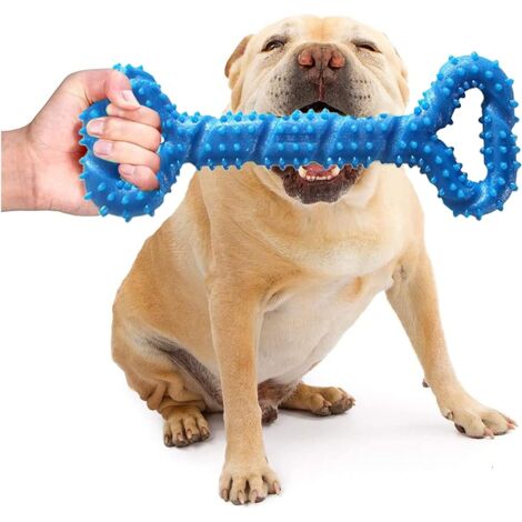 Jouet à mâcher pour chien, jouet interactif indestructible pour chien à deux poignées, nettoyage des dents pour chiens de petite et moyenne taille, bâton de nettoyage des dents en caoutchouc anti - mo (1/4)