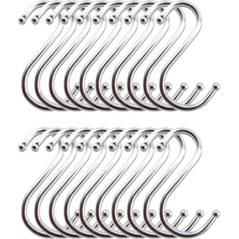 Crochets de cuisine en acier inoxydable Crochets en forme de S Crochets pour ustensiles de cuisine Argent (Lot de 20) Longueur 12 cm (1/5)