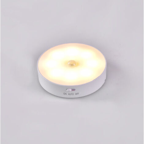 Lampe à colle à LEDs rechargeable par USB, lumière chaude 3000K, lumière blanche 6000K, veilleuse à détecteur 8 LEDs et batterie 400mAh, lampe à LEDs à détecteur de mouvement avec base magnétique - 1p (1/2)