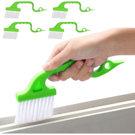 Brosse Nettoyage Rainures-Porte Gap Nettoyage, Brosse Nettoyage, 4 Pièces, Style Vert, Brosse Multifonction à Main, Brosse Cannelée pour Balustrades de Fenêtres, Cuisines, Douches et Carreaux(4pcs) (1/5)