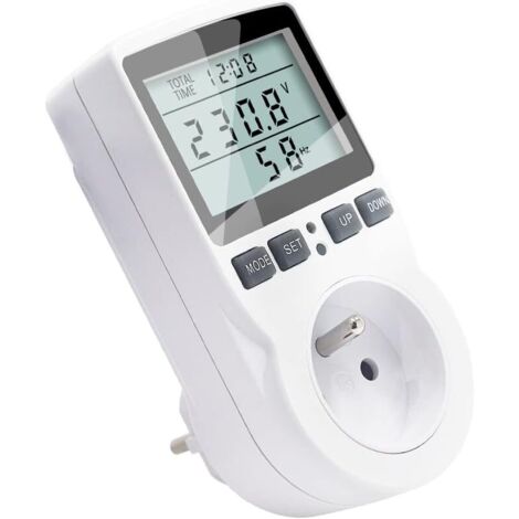 Wattmètre Prise Compteur d'Énergie, Compteur de Consommation d'énergie avec 11 Modes Surveillance et l'écran LCD, Prise de Consommation Électrique Protection Contre Les Surcharges 3680W (1/5)