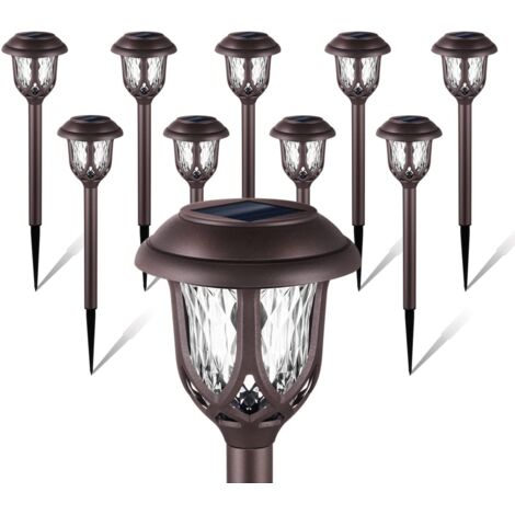 Lampes Solaire Exterieur Jardin, Lot de 10 Eclairage Solaire Lumière, IP65 Étanches Paysage Lampe Jardin, Sans Fil Led Décoration pour Chemins Allée Allumage Villa Pelouse (1/5)