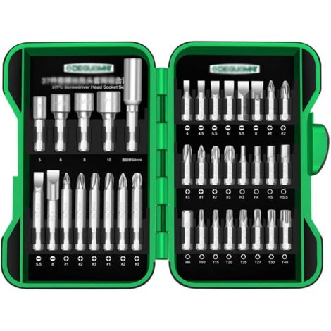 37 PCS Foret Bits Set Tournevis Kit de perceuse à impacts électriques magnétique Torx Slotd Heex Boutes Tool de forage (1/5)
