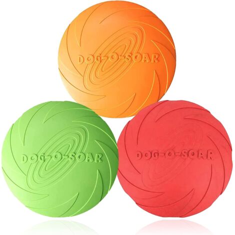 3Pcs Frisbee Dog -15cm Frisbee Toy Dog - Pour la terre et l'eau, dresser des chiens, lancer, attraper et jouer (rouge + orange + vert) (1/5)