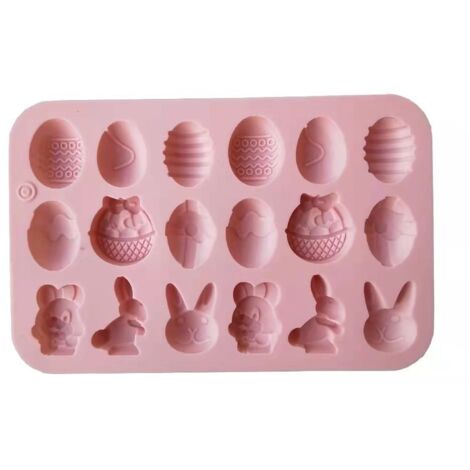 Moule à chocolat au chocolat en silicone de Pâques avec 18 cavités pour œufs de lapin, tête de lapin, panier, chocolat, bonbons, moules à gelée
Marque : Creative Chocolate Mold 2pcs Rose (1/5)