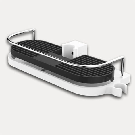 Étagère de Douche Télescopique,Tablette de Douche Poteau Réglable en Alliage d'aluminum avec 2 Crochets Serviettes,Montage Sans Perçage,Organiseur de Salle de Bain,19-25mm (1/4)