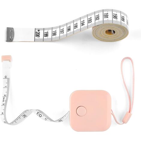 Lot de 2 rubans à mesurer - Pour le corps, les tissus à coudre et l'artisanat, rétractable, réversible, 1,5 m, rose (1/5)