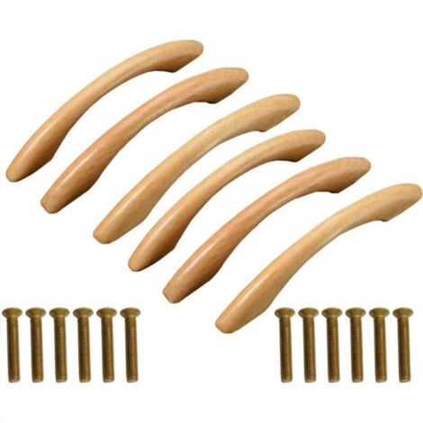 6 Pcs Tirer la Poignée Du Cabinet Poignée Bouton Pour Meuble Porte Placard Tiroir Garde-Robe En Bois Arc En Forme De Poignée 128mm (Jaune) (1/3)