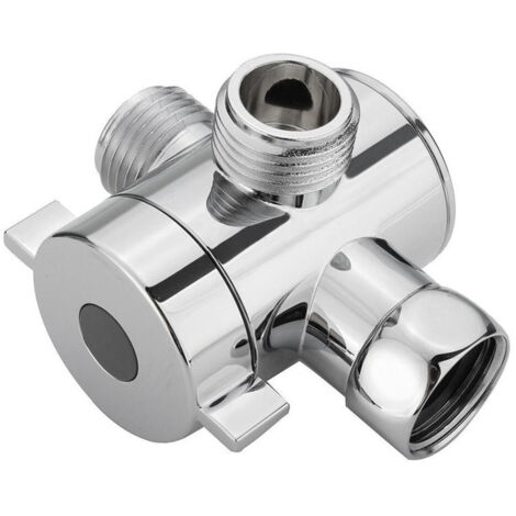 3 Voies Soupape,G1/2in Inverseur de Douche à Trois Voies avec Valve d'arrêt,Valve Adaptateur en Forme de T,Adaptateur Douche Accessoire pour Pomme de Douche à Main/Pommeau Fixe Chromé 1PCS (1/5)
