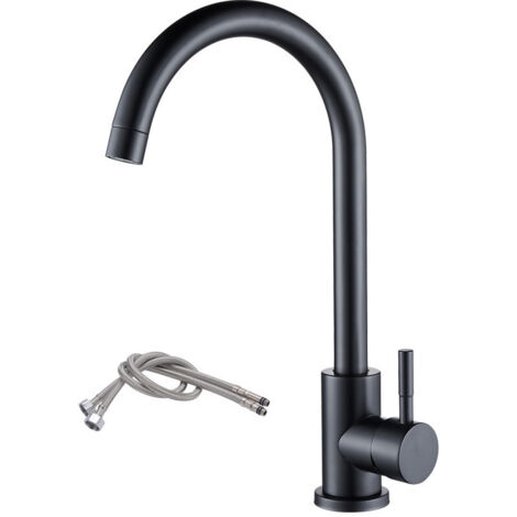 Robinet de cuisine avec 2 becs mitigeur à levier unique pulvérisateur à double fonction robinet chaud et froid pivotant à 360 ° disponible, laiton chromé (1/5)