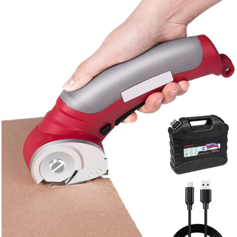 Ciseaux électriques sans fil, coupe-carton 4 V avec valise, coupe-carton 2000 mAh avec lame auto-affûtée, ciseaux rotatifs électriques pour tapis en cuir (1/5)
