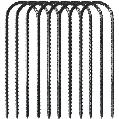 Lot de 8 piquets de sécurité pour trampoline Ancre en U robuste en acier inoxydable pour buts de football, tentes de camping et décoration. (1/5)