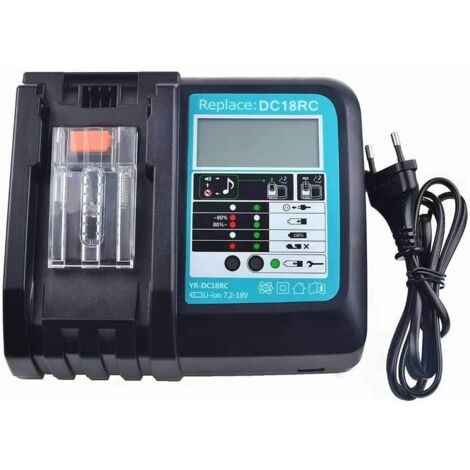 Chargeur de remplacement 3A DC18RC pour batterie Makita 18V BL1860B BL1860 BL1850 BL1845 BL1840B BL1840 BL1835 BL1830B BL1830 avec écran LCD (1/5)