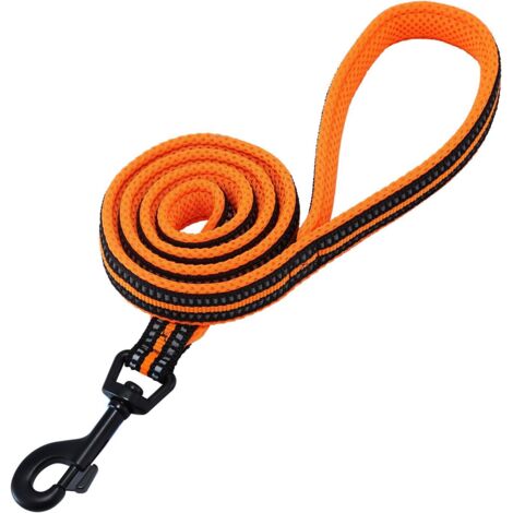 Laisse réfléchissante, résistante, classique, douce, convient à toutes les tailles de chiens et à la laisse de marche extérieure 1 orange (1/5)